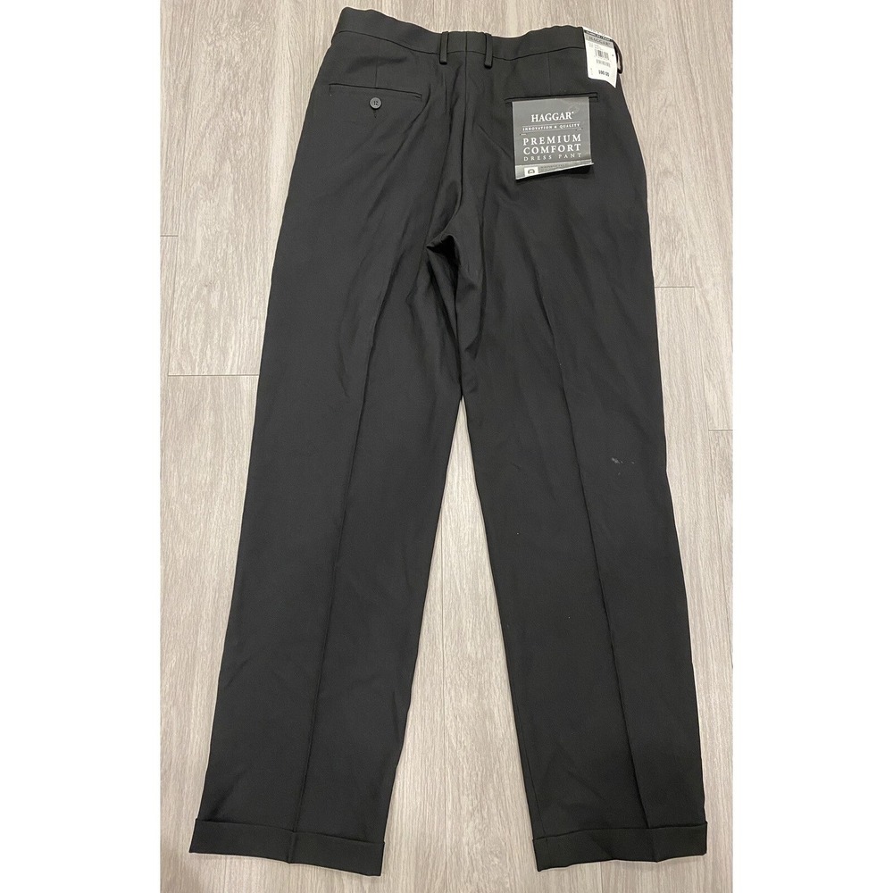 Haggar Clothing Men's Dress Pants Black Classic Fit Pleated Front Sz 34X32 $90‎ - Picture 2 of 7